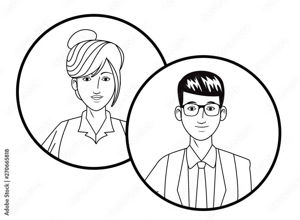 business couple avatar profile picture in round icons black and white business couple avatar profile picture in round icons black and white