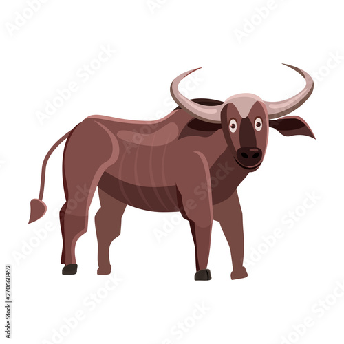 Cute buffolo  bull  animal trend cartoon style vector