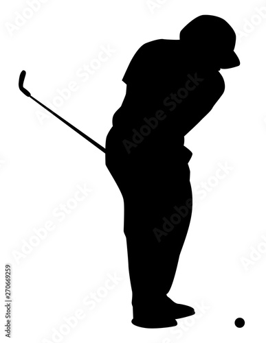 Silhouette noire de golfeur sur fond blanc