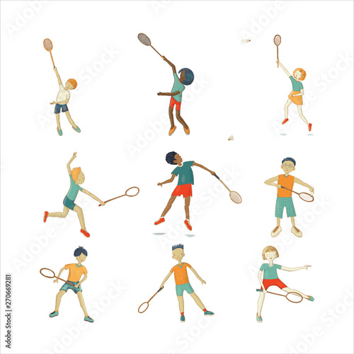 Badminton kids hand drawn vector illustration pack © omoreau