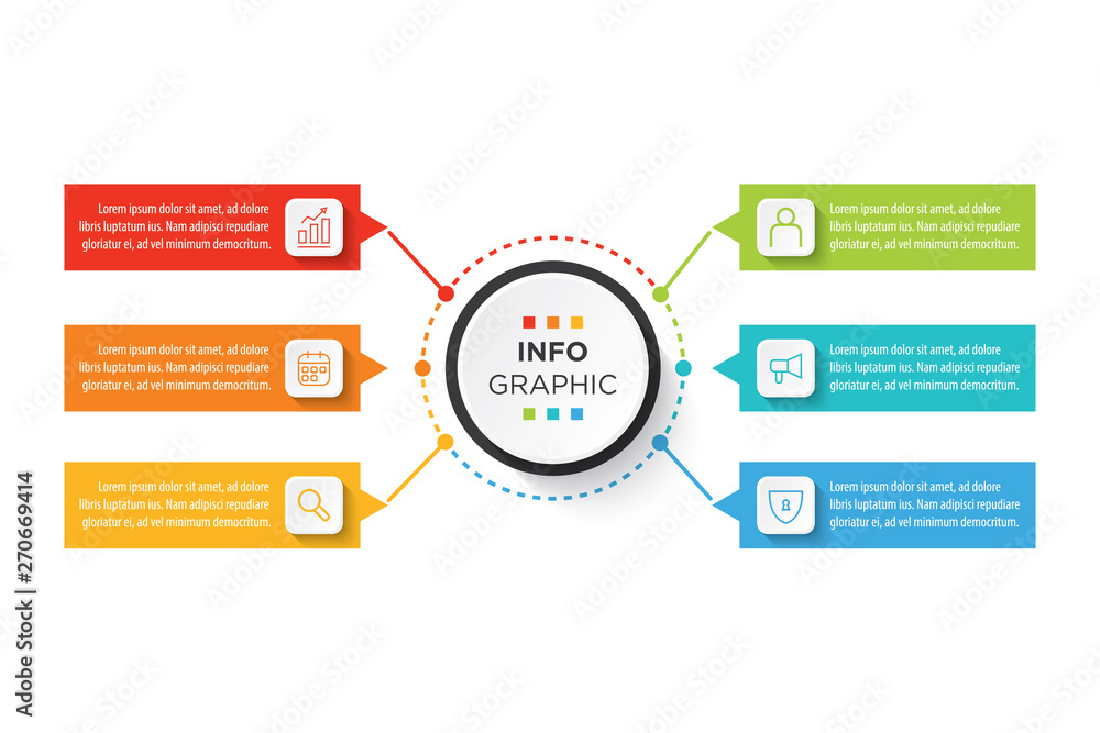 Presentation business infographic template with 6 options. Vector illustration Presentation business infographic template with 6 options. Vector illustration