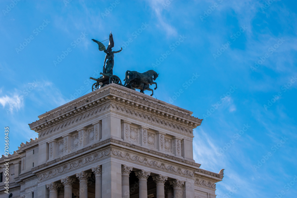 Quadriga on top of Monument Vittorio Emanuele, Altare della Patria,  Piazza Venezia, Rome Italy