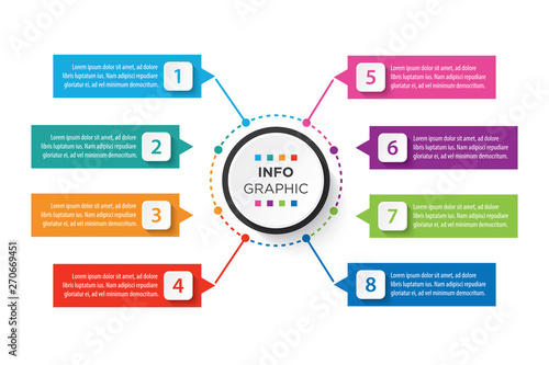 Presentation business infographic template with 8 options. Vector illustration
