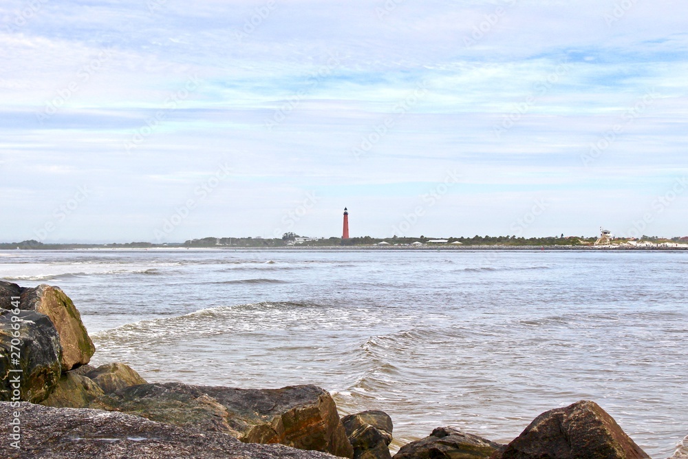 lighthouse on coast of sea lighthouse on coast of sea