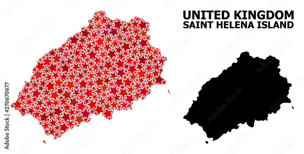 Red Star Mosaic Map of Saint Helena Island
