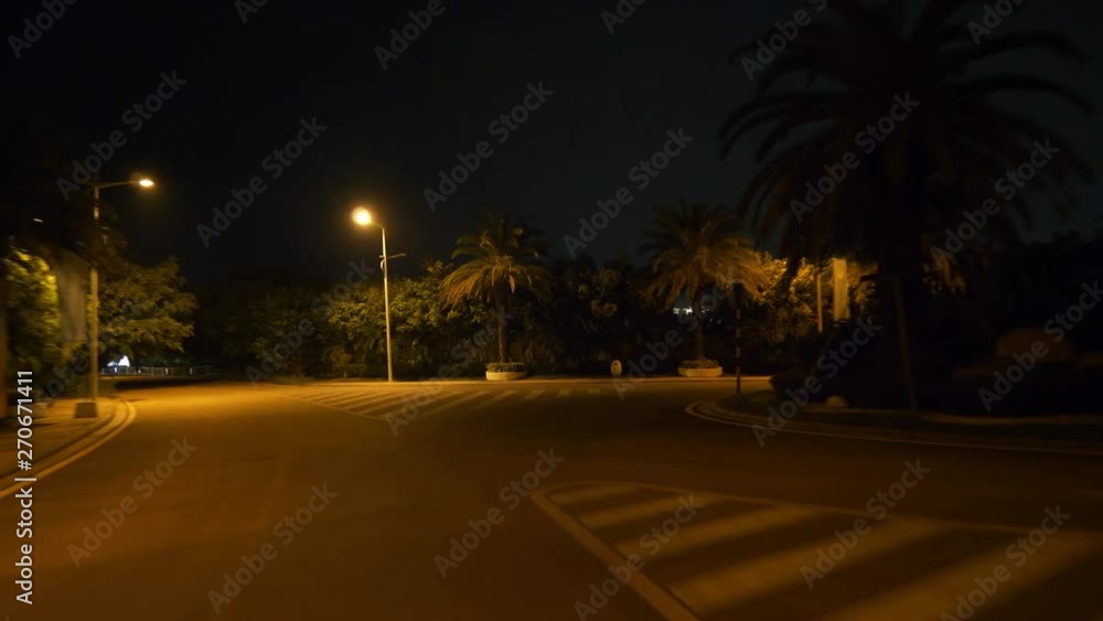 sanya city famous island resort night time car backside road trip pov panorama 4k hainan china sanya city famous island resort night time car backside road trip pov panorama 4k hainan china