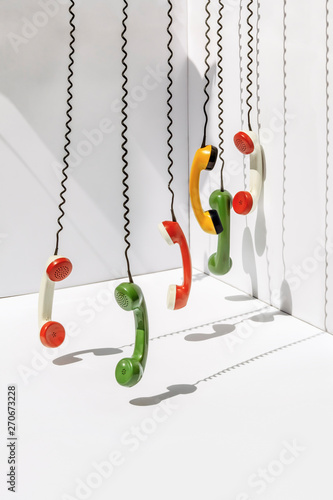 retro colorful phone handsets photo