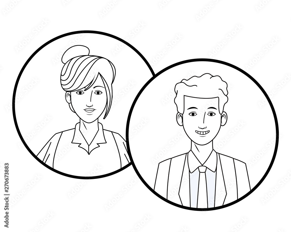 business couple avatar profile picture in round icons black and white business couple avatar profile picture in round icons black and white