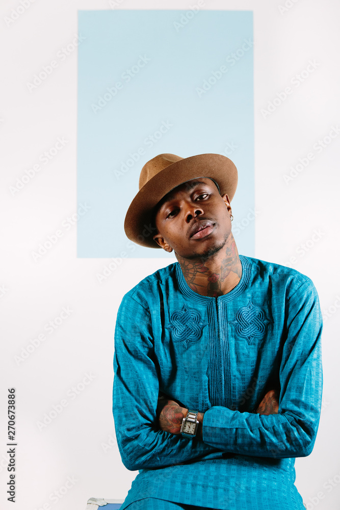 Fashionable black model wearing traditional Nigerian clothing Fashionable black model wearing traditional Nigerian clothing
