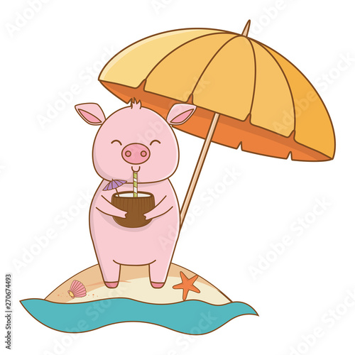 cute animal enjoying summer time cartoon