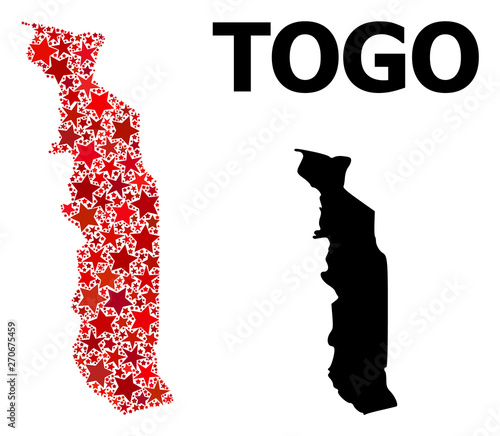 Red Starred Pattern Map of Togo