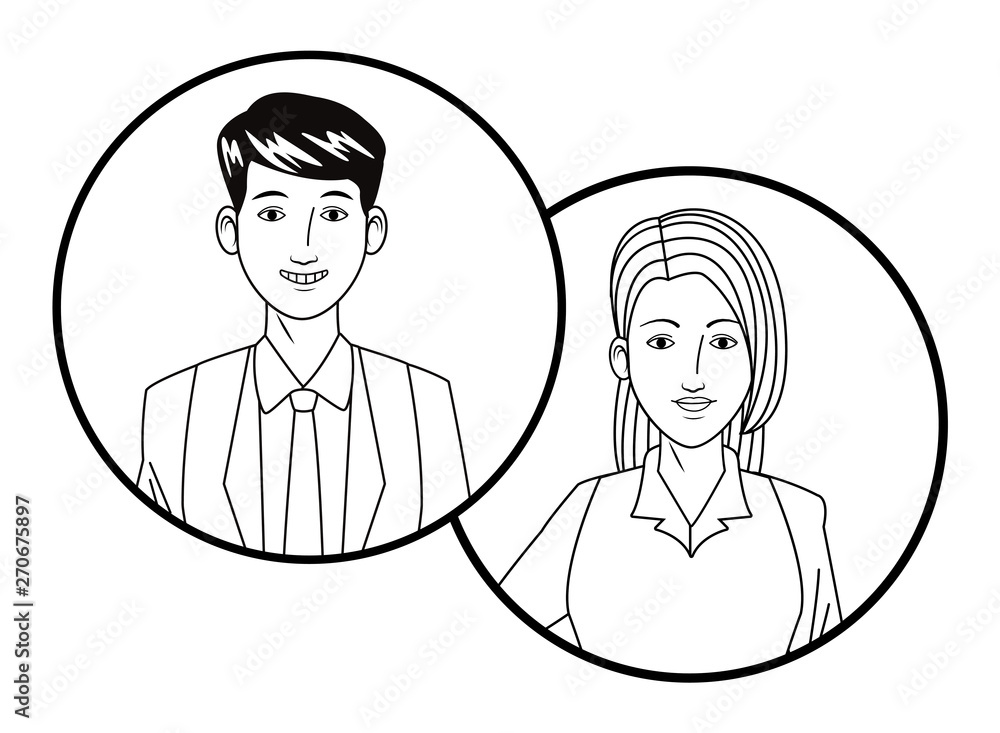 business couple avatar profile picture in round icons black and white business couple avatar profile picture in round icons black and white