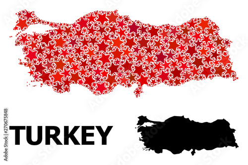 Red Starred Pattern Map of Turkey