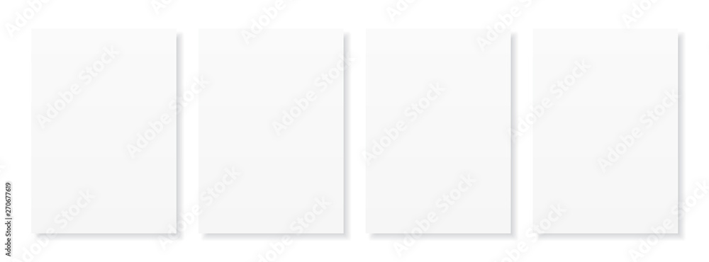 Blank A4 sheet of white paper with shadow, template for your design. Set. Vector illustration Blank A4 sheet of white paper with shadow, template for your design. Set. Vector illustration