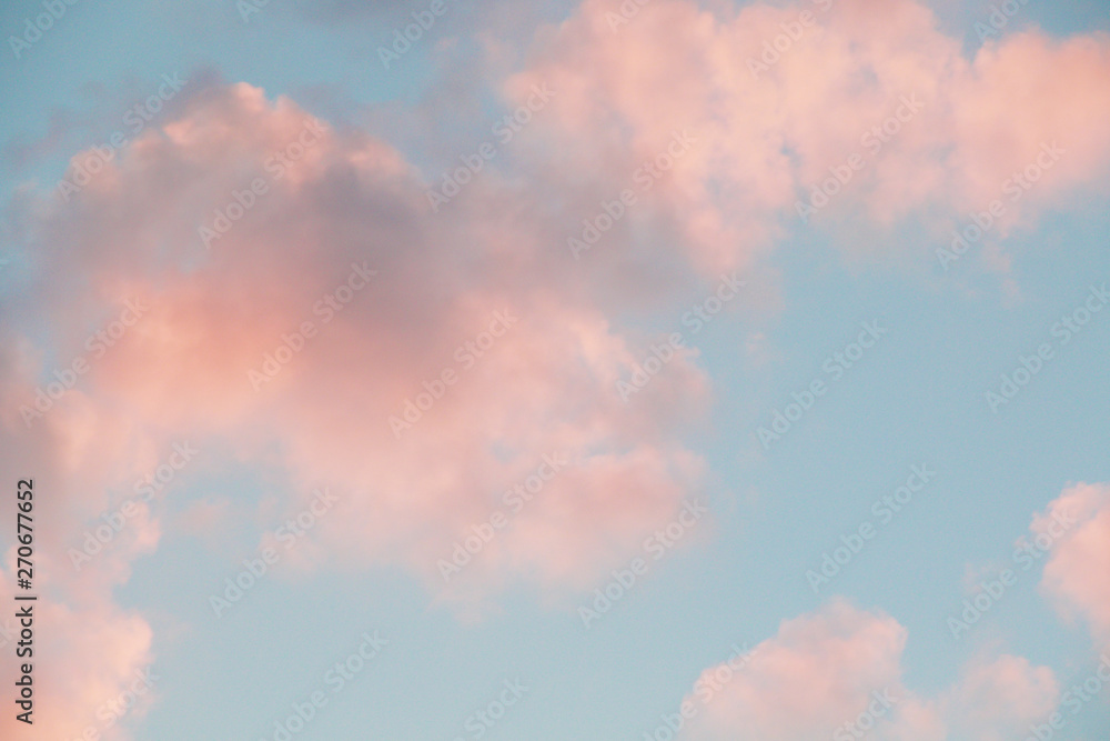 pastel pink cumulus clouds backgrond