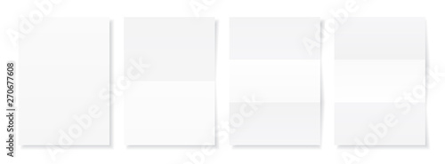 Blank A4 sheet of white paper with shadow, template for your design. Set. Vector illustration