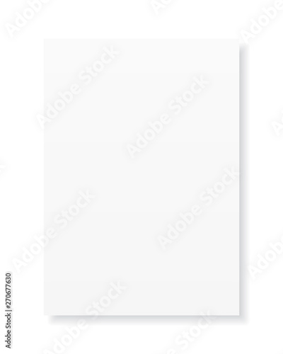 Blank A4 sheet of white paper with shadow, template for your design. Set. Vector illustration