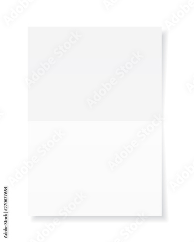 Blank A4 sheet of white paper with shadow, template for your design. Set. Vector illustration