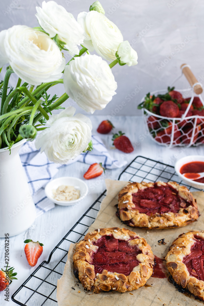 Fresh strawberry almond galette - homemade bakery