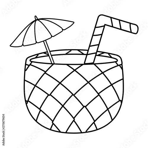 pina colada cartoon in black and white