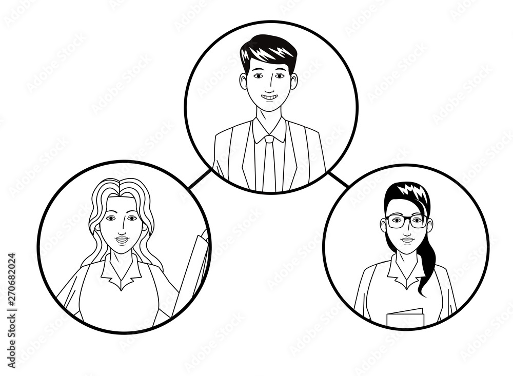 group of business people avatar profile picture in round icon black and white group of business people avatar profile picture in round icon black and white