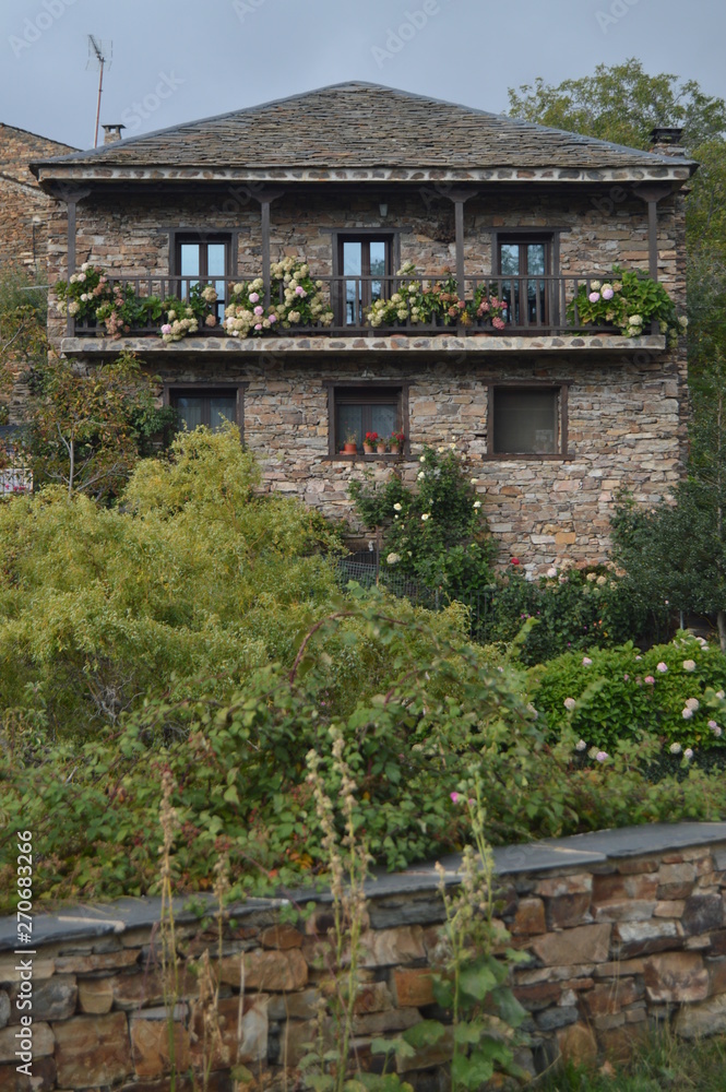Beautiful House Made Of Slate In Valverde De Los Arroyos. October 18, 2013. Valverde De Los Arroyos, Black Village, Guadalajara, Castilla La Mancha, Spain. Rural Tourism, History.