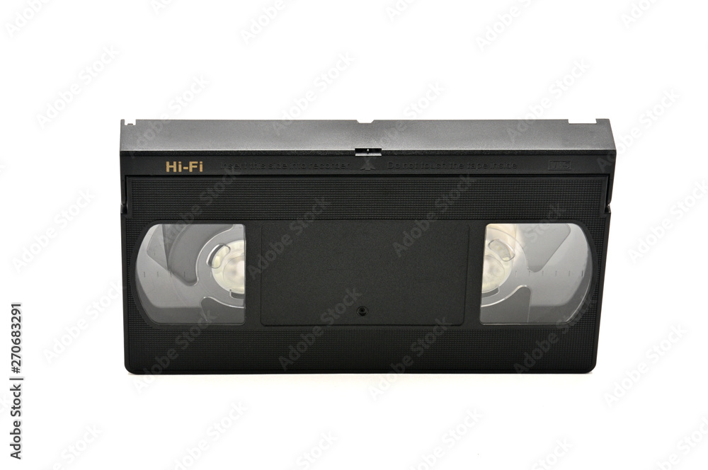 Videotapes for home use on a white background.Videocassette