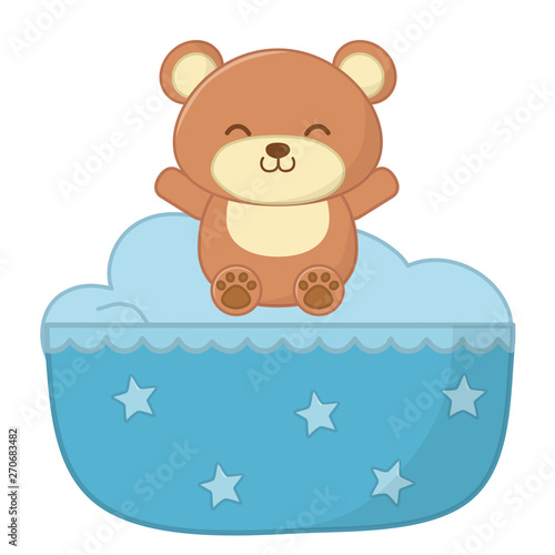 cradle with toy bear vector illustration
