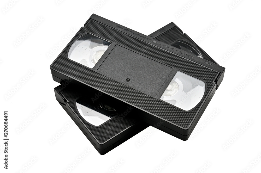 Videotapes for home use on a white background.Videocassette Videotapes for home use on a white background.Videocassette