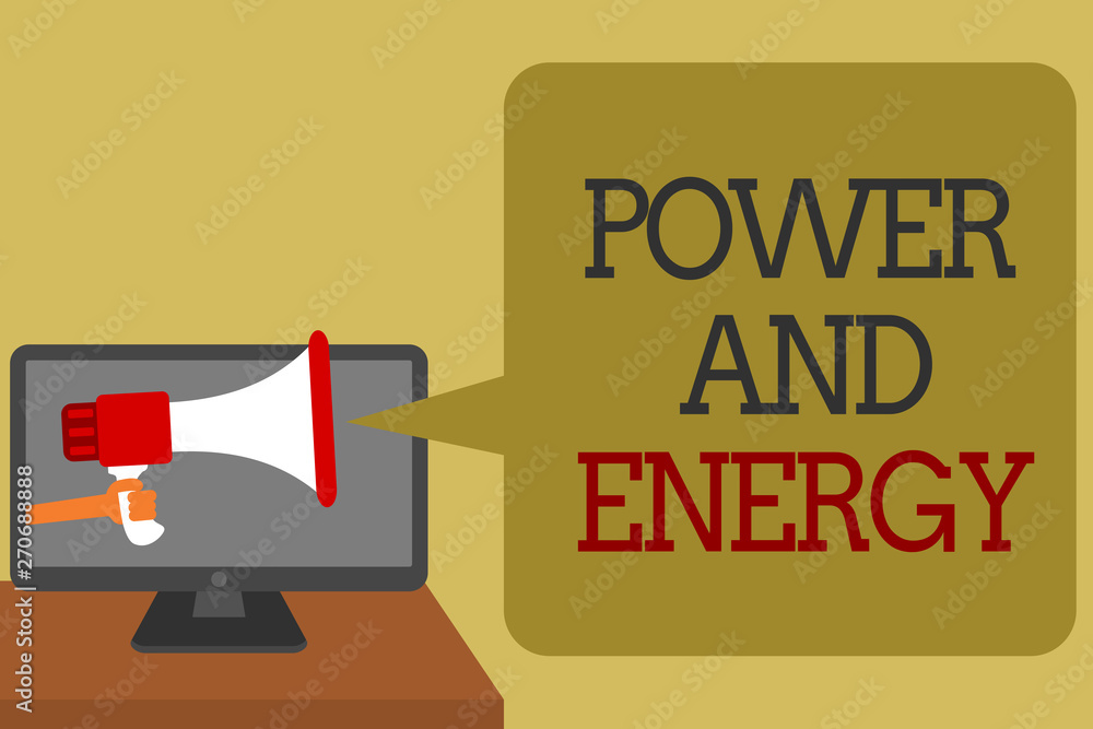 Text sign showing Power And Energy. Conceptual photo Electricity electric distribution industry Energetic Social media network convey lines messages ideas computer screen use