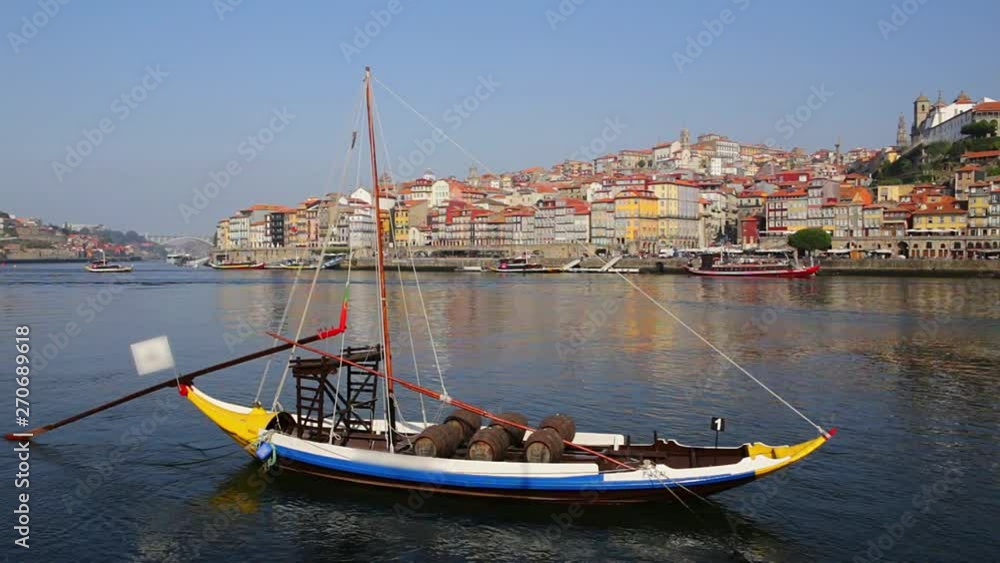 Traditional boats on the Douro River near the Saint Luis Bridge. Porto. Traditional boats on the Douro River near the Saint Luis Bridge. Porto.