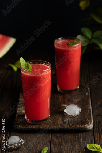 watermelon lemonade with mint and ice