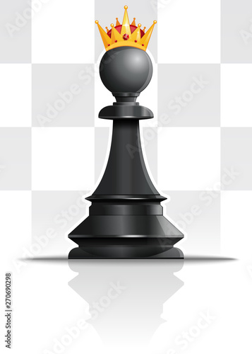 Pawn in the golden crown. Chess concept design