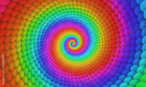 Rainbow swirl of shapes, paper circles