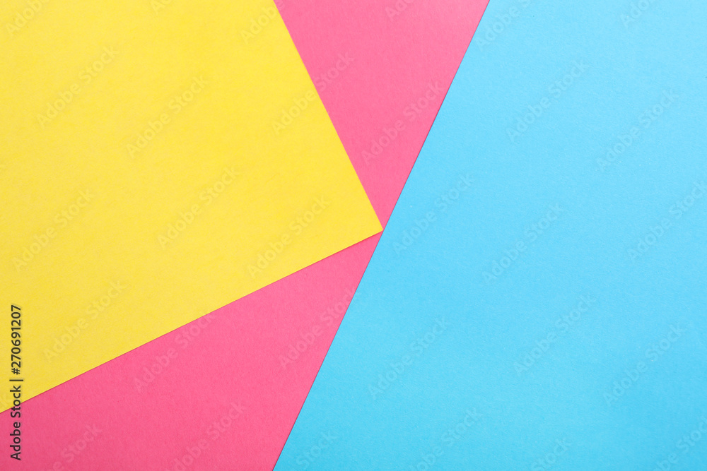 Colorful paper sheets as background, top view