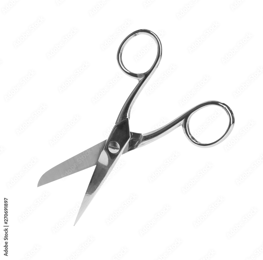 Pair of sharp sewing scissors on white background Pair of sharp sewing scissors on white background