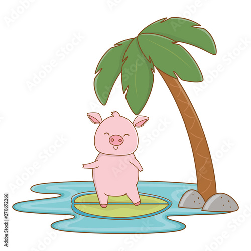 cute animal enjoying summer time cartoon