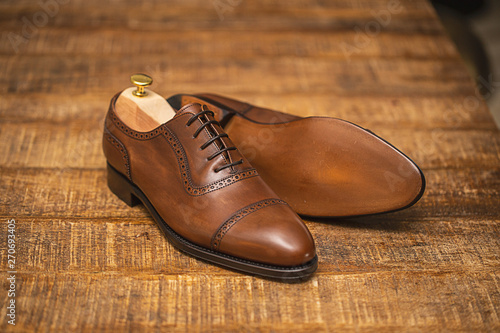 pair of brown shoes