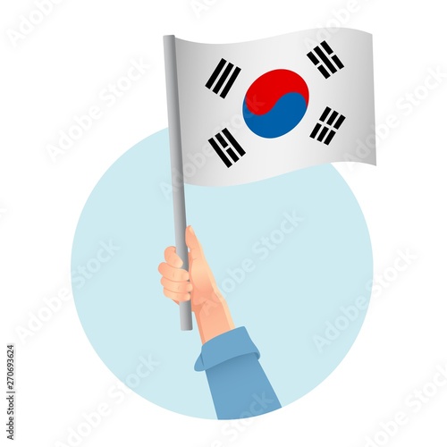 south korea flag in hand icon