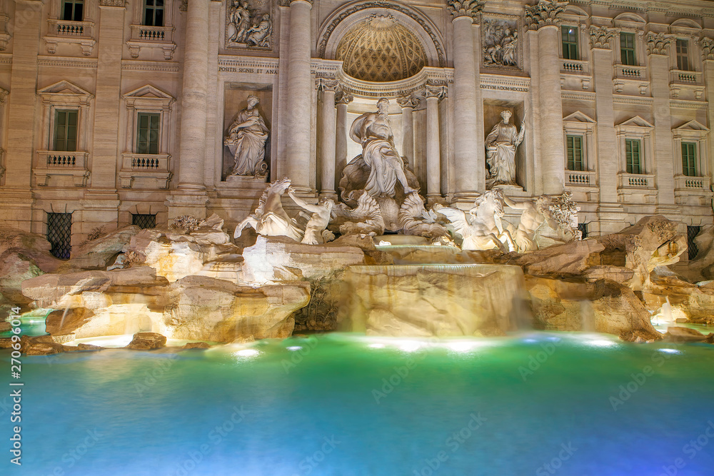 Illuminated Fontana di Trevi  , Rome Italy 