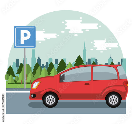 Fototapeta Naklejka Na Ścianę i Meble -  Car parking zone round icon