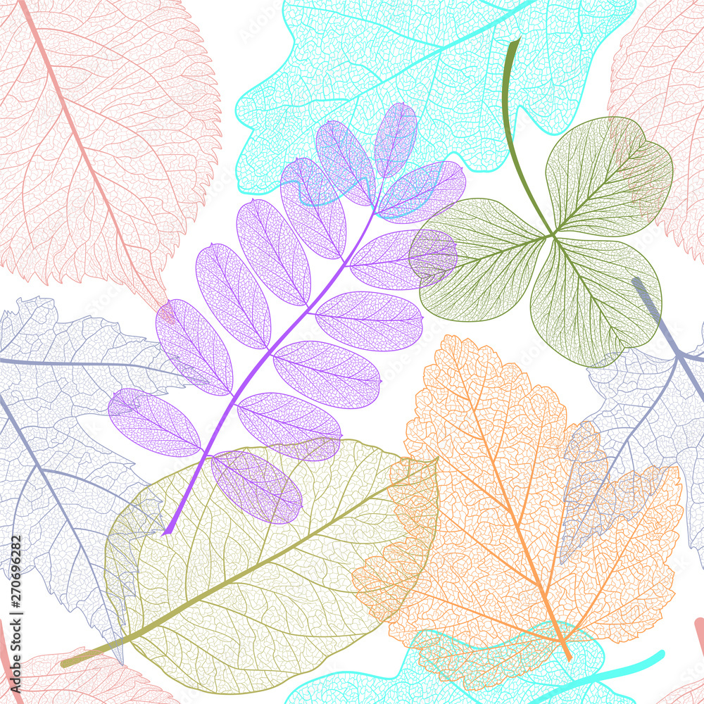 Obraz premium Seamless pattern with colored leaves. Vector, EPS 10.