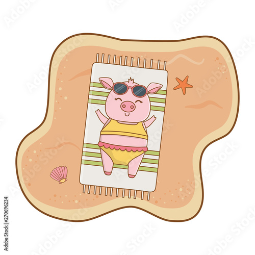 cute animal enjoying summer time cartoon