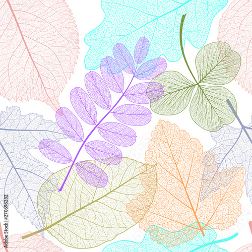 Seamless pattern with colored leaves. Vector, EPS 10.