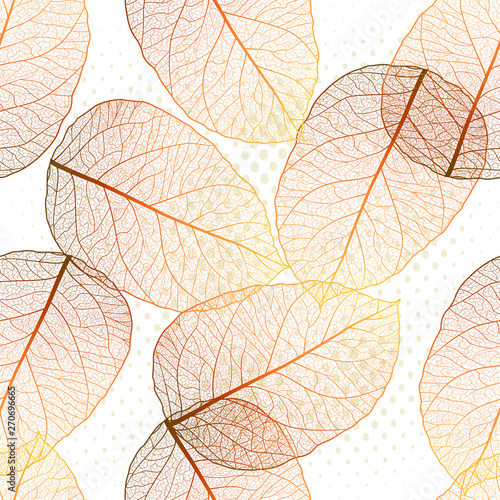 Seamless pattern with colored leaves. Vector, EPS 10.