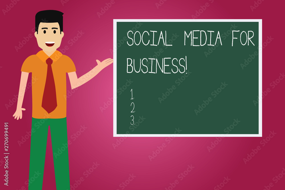 Word writing text Social Media For Business. Business concept for Making money by posting adds on the internet Man with Tie Standing Talking Presenting Blank Color Square Board photo Word writing text Social Media For Business. Business concept for Making money by posting adds on the internet Man with Tie Standing Talking Presenting Blank Color Square Board photo