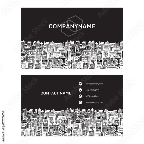 Real Estate Business Card with hand drawn cityscape