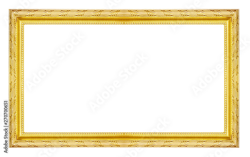 Antique golden frame isolated on white background, clipping path