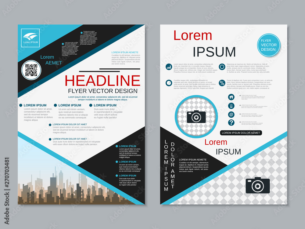 Modern professional two-sided flyer vector design template Modern professional two-sided flyer vector design template