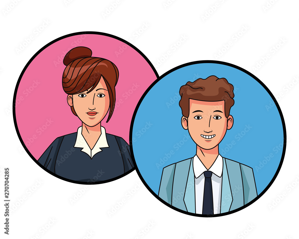 business couple avatar profile picture in round icons business couple avatar profile picture in round icons